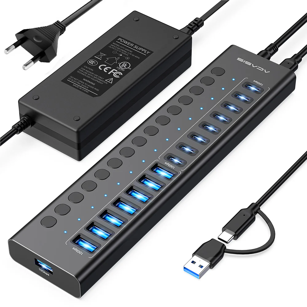 Acasis 16-Port 10Gbps USB 3.2 Hub Powered, 8 USB-A & 8 USB-C Ports - Image 11