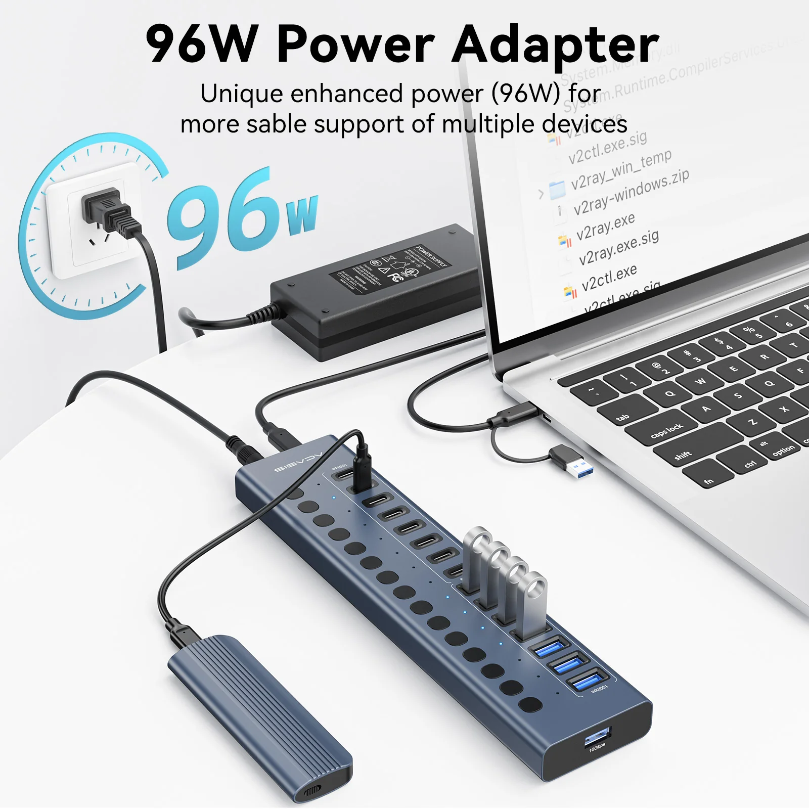 Acasis 16-Port 10Gbps USB 3.2 Hub Powered, 8 USB-A & 8 USB-C Ports - Image 3