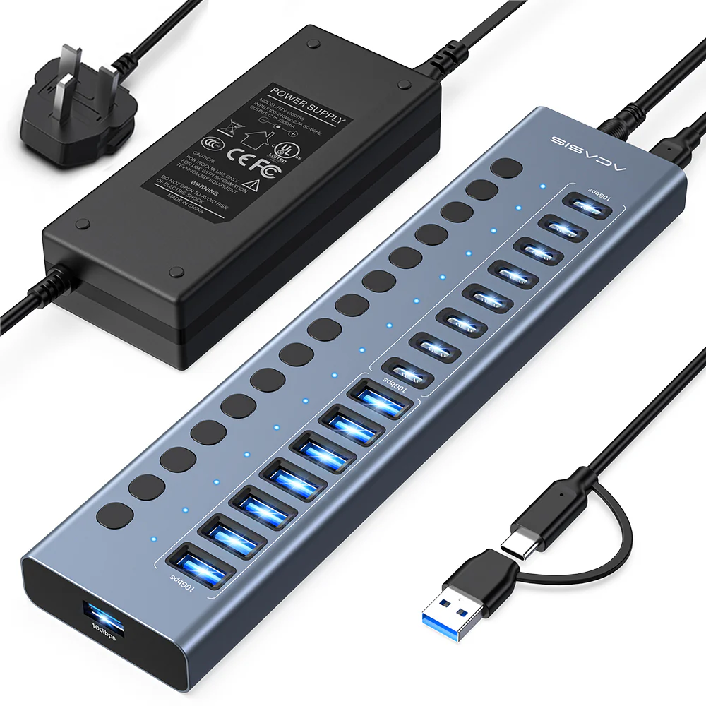 Acasis 16-Port 10Gbps USB 3.2 Hub Powered, 8 USB-A & 8 USB-C Ports - Image 8