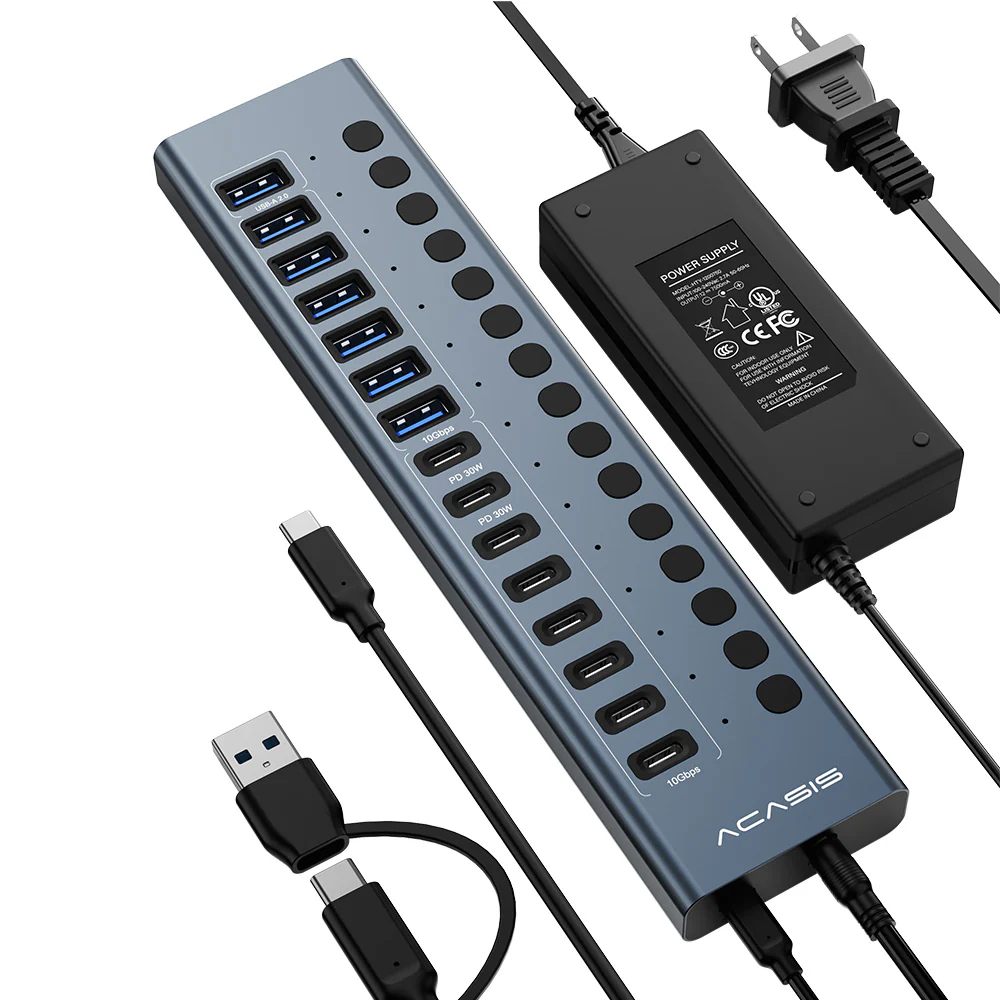 Acasis 16-Port Fast Charging USB 3.2 Hub with 8 USB-A + 8 USB-C Ports - Image 13