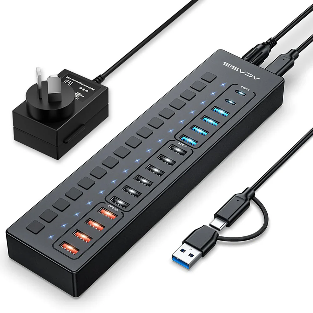 Acasis 16 Port USB-C 5Gbps Smart Charging Hub Splitter Powered Switch - Image 11