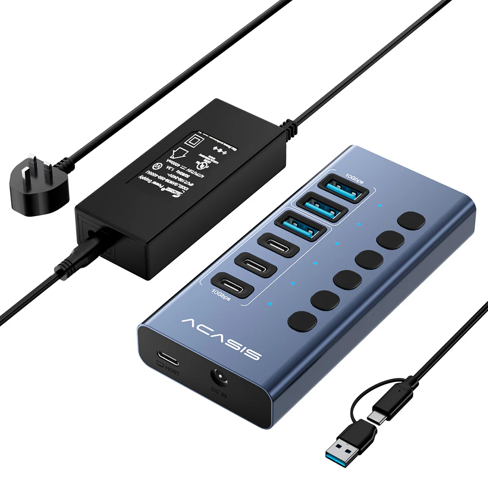 Acasis 6-Port 10Gbps USB 3.2 Hub Powered, 3 USB-A & 3 USB-C Ports - Image 10