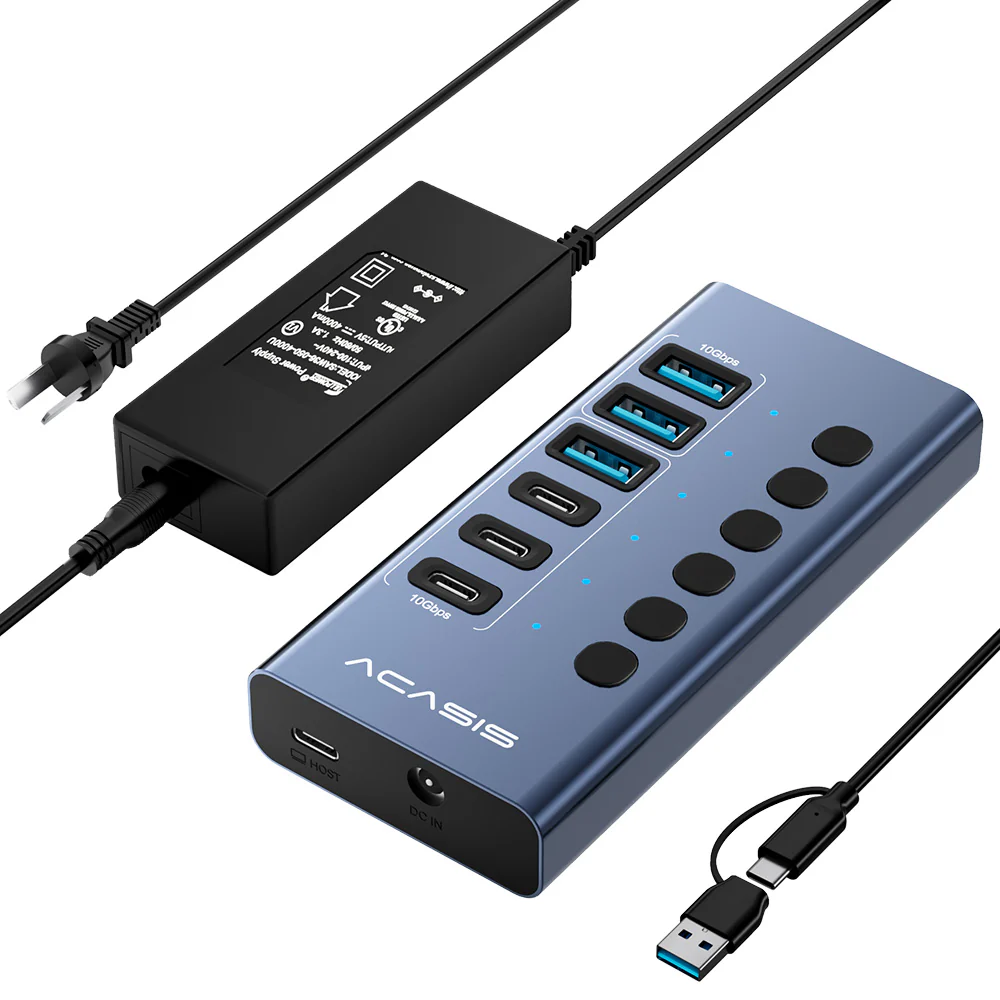 Acasis 6-Port 10Gbps USB 3.2 Hub Powered, 3 USB-A & 3 USB-C Ports - Image 11