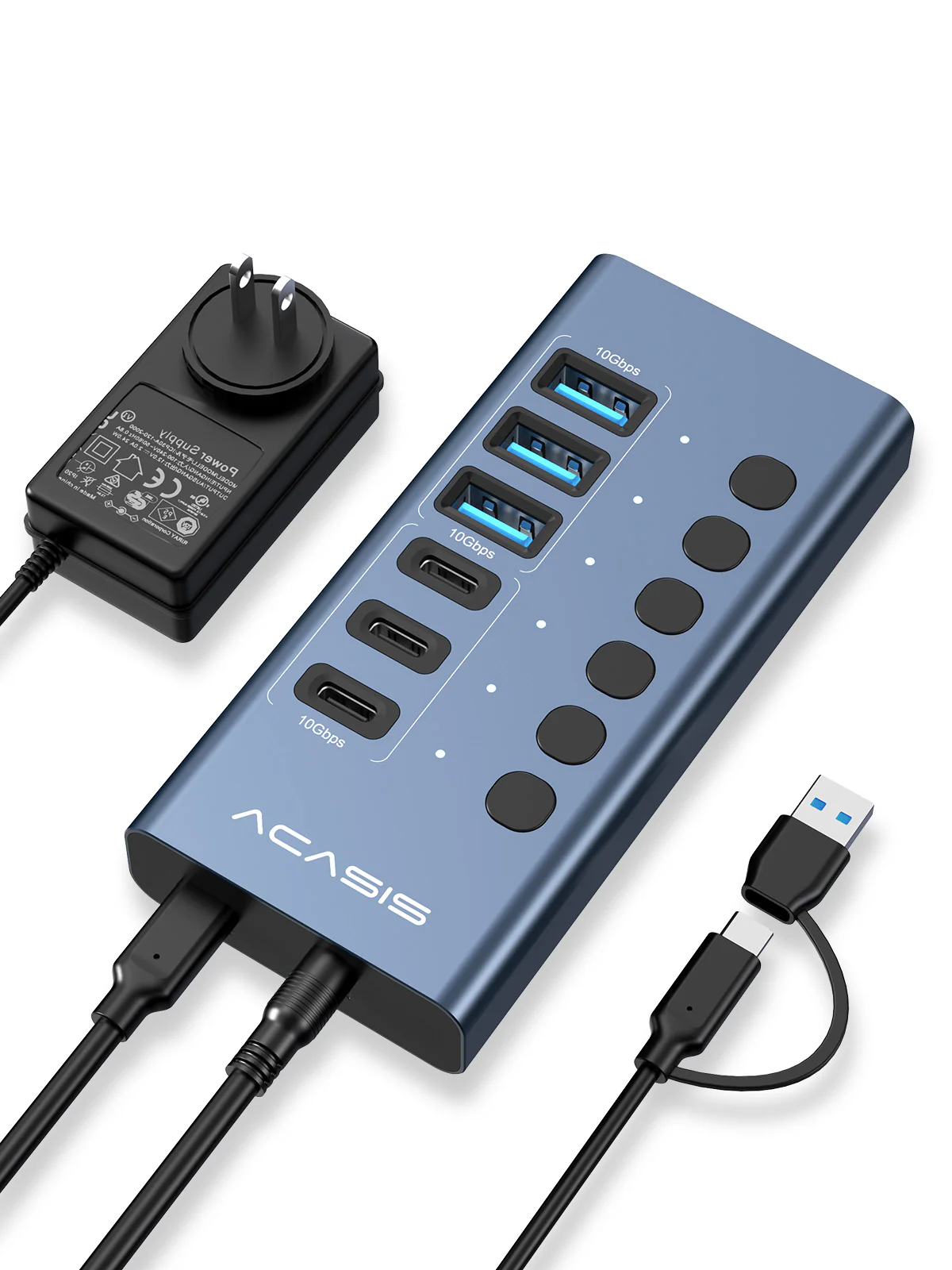 Acasis 6-Port 10Gbps USB 3.2 Hub Powered, 3 USB-A & 3 USB-C Ports - Image 12