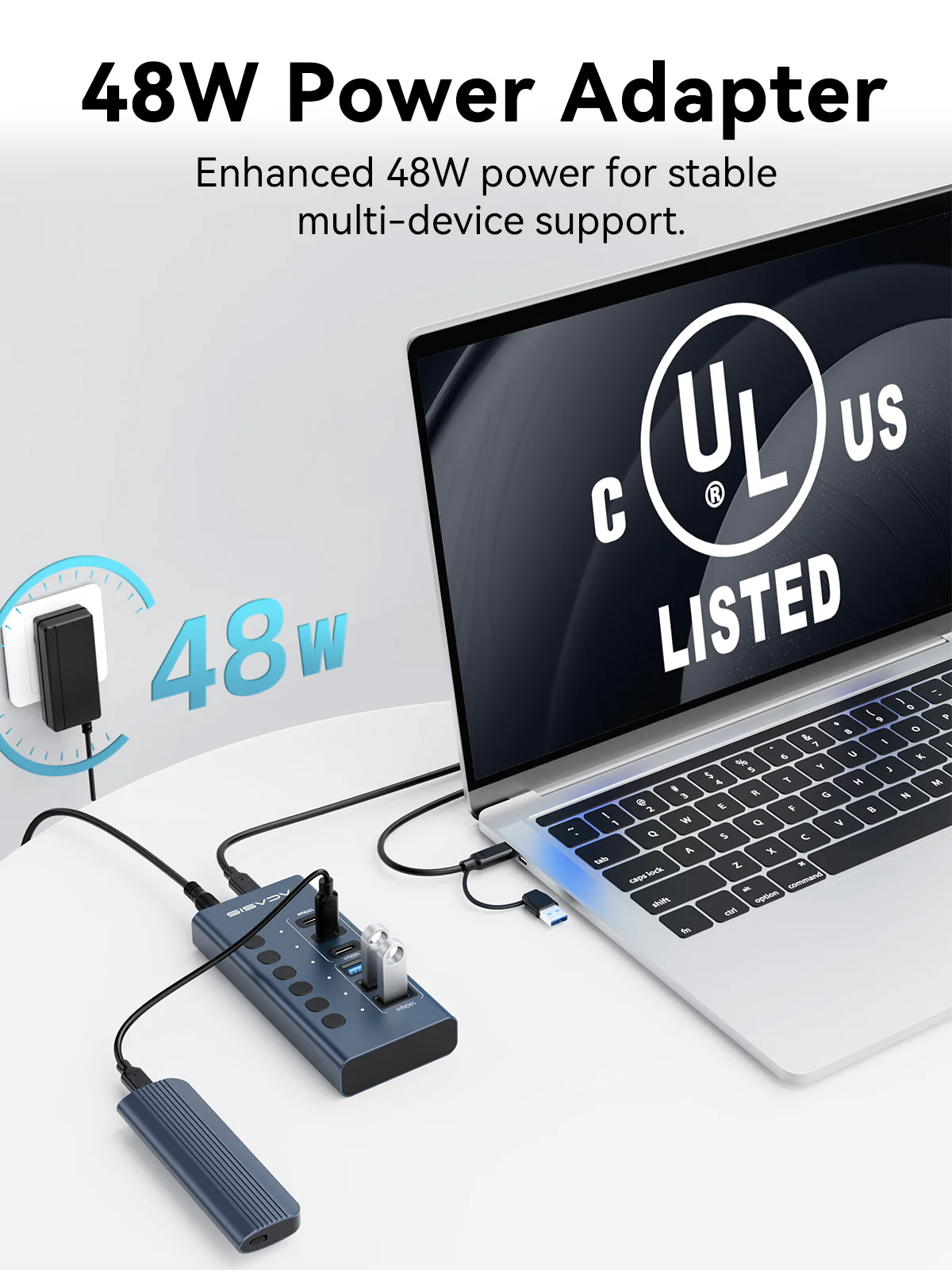 Acasis 6-Port 10Gbps USB 3.2 Hub Powered, 3 USB-A & 3 USB-C Ports - Image 5
